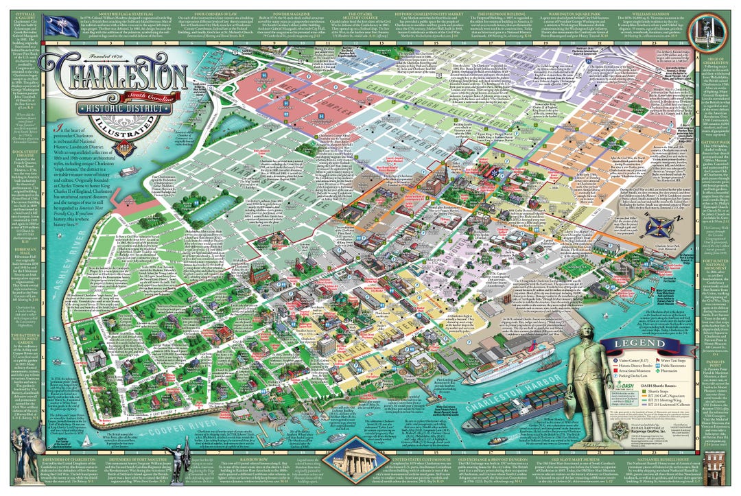 Charleston Historic District Illustrated Map (folded) - Etsy