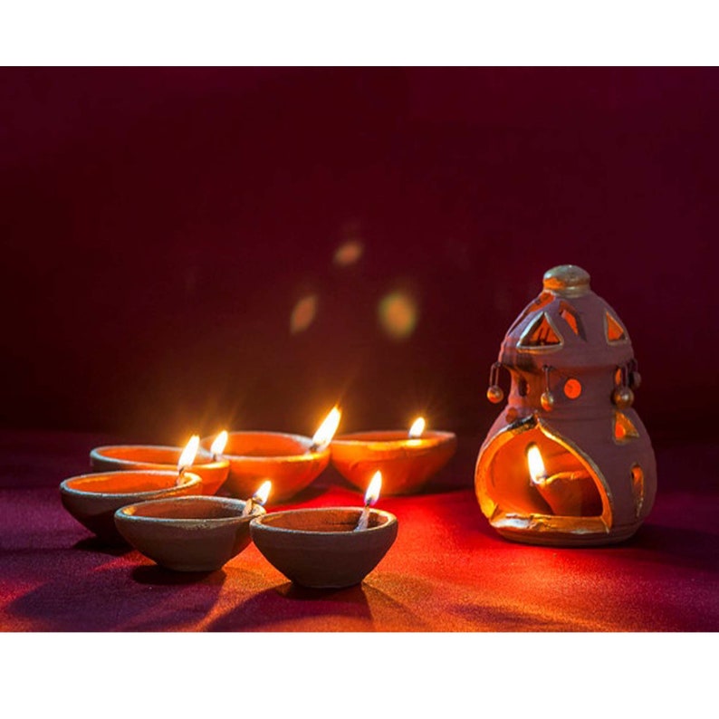 Handmade Clay oil lamp Clay Diya with free Cotton Wicks all Etsy