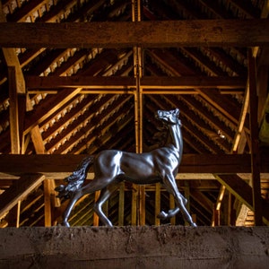 Sculpture statue horse platinum silver large decoration