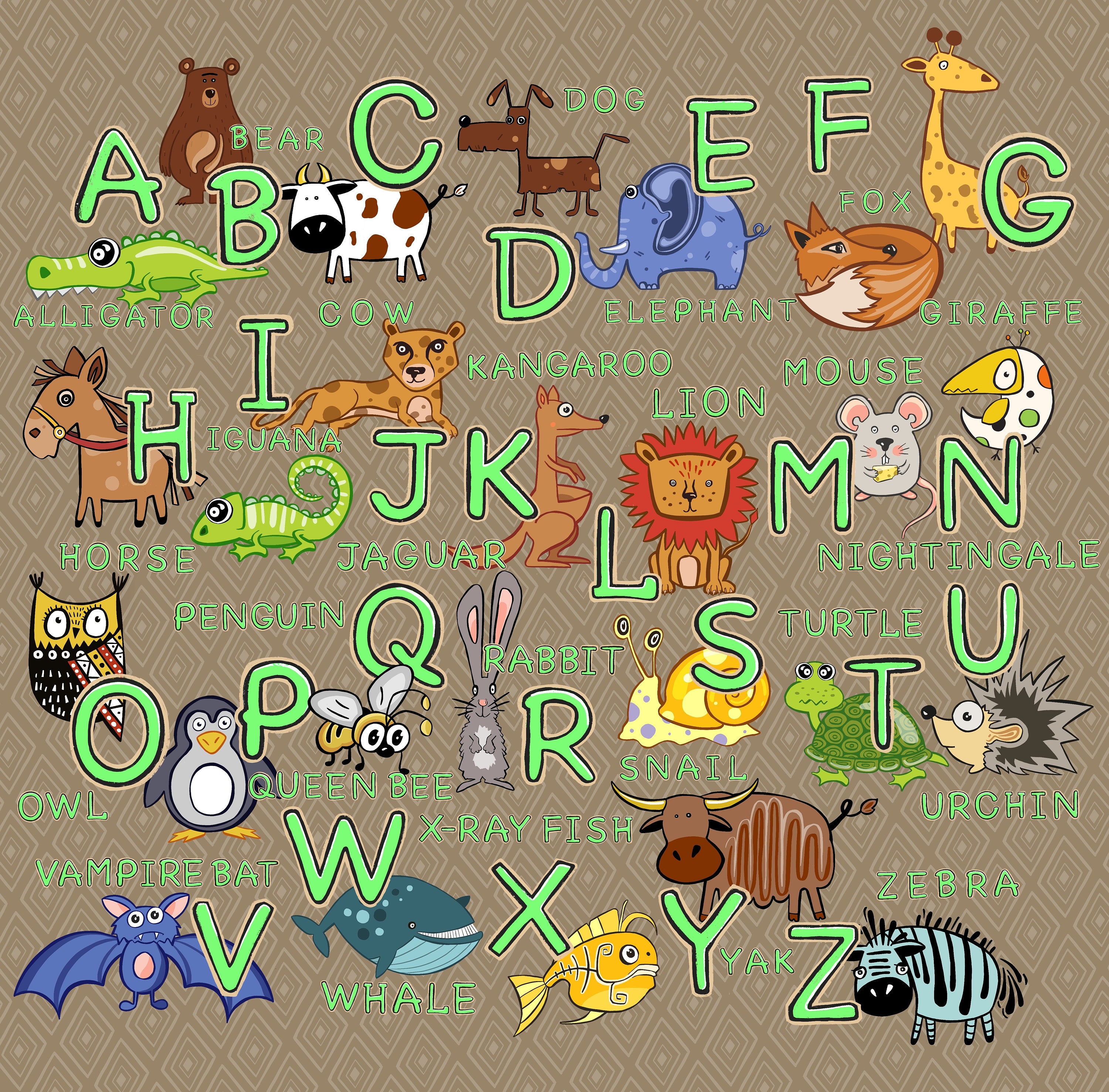 Animal Alphabet Font with Safari Jungle Zoo Animals | Etsy