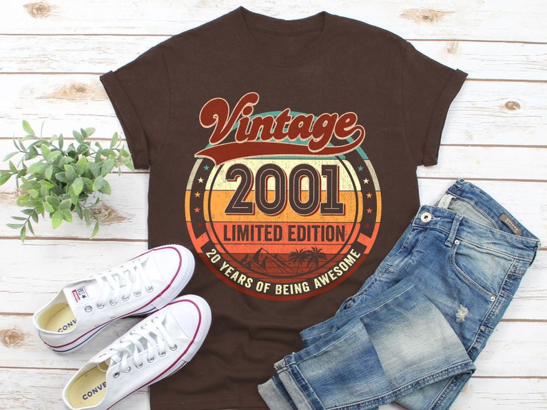 20th Birthday Gifts for Men 20th Birthday Shirt Vintage 2001 Birthday Shirt Women 20th Birthday Gift Shirts 2001 Limited Edition Shirt