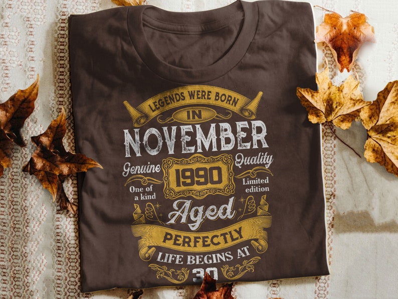 Vintage 1990 Shirt Thirty AF 30th Birthday Gift For Her Custom Text T Shirt November 30th Birthday Shirt Legendary Shirt
