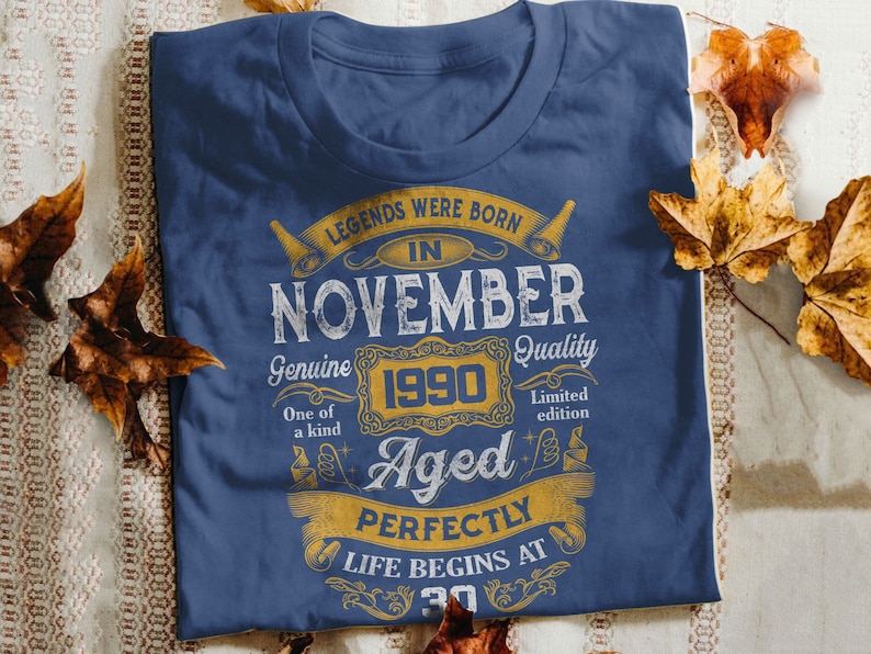 Vintage 1990 Shirt Thirty AF 30th Birthday Gift For Her Custom Text T Shirt November 30th Birthday Shirt Legendary Shirt