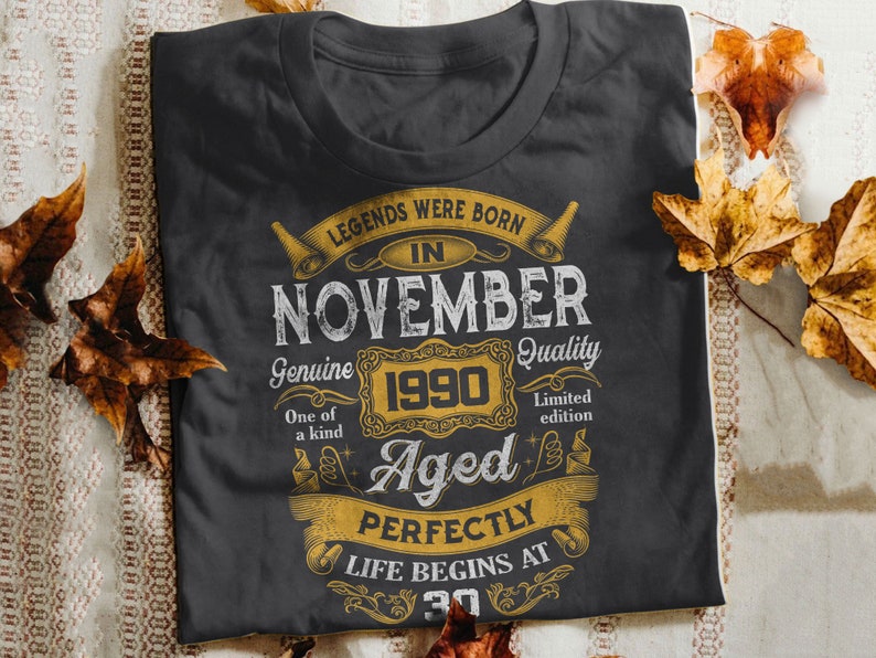 Vintage 1990 Shirt Thirty AF 30th Birthday Gift For Her Custom Text T Shirt November 30th Birthday Shirt Legendary Shirt