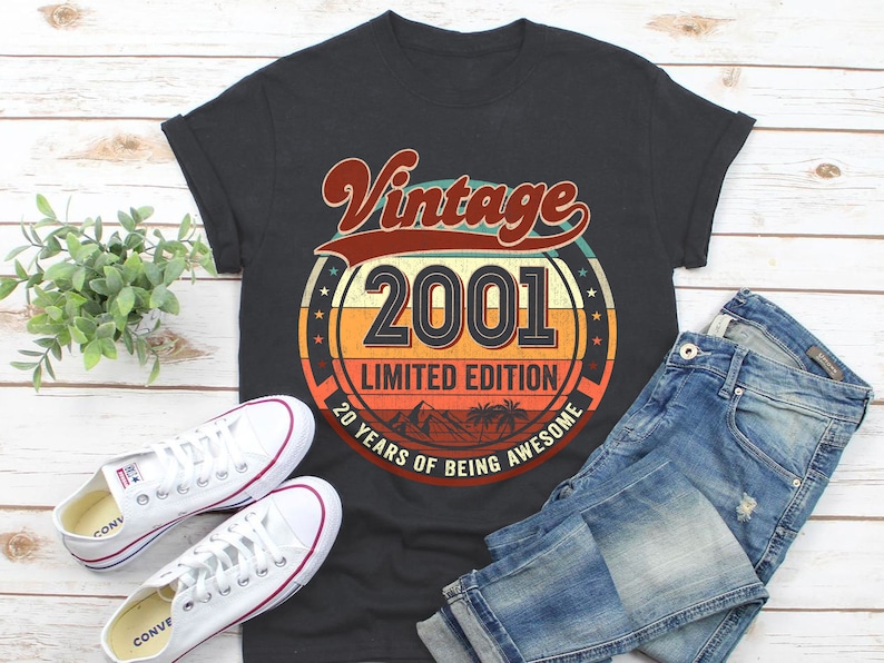 20th Birthday Gifts for Men 20th Birthday Shirt Vintage 2001 Birthday Shirt Women 20th Birthday Gift Shirts 2001 Limited Edition Shirt