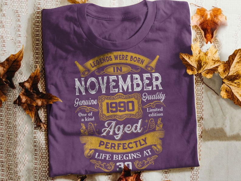 Vintage 1990 Shirt Thirty AF 30th Birthday Gift For Her Custom Text T Shirt November 30th Birthday Shirt Legendary Shirt