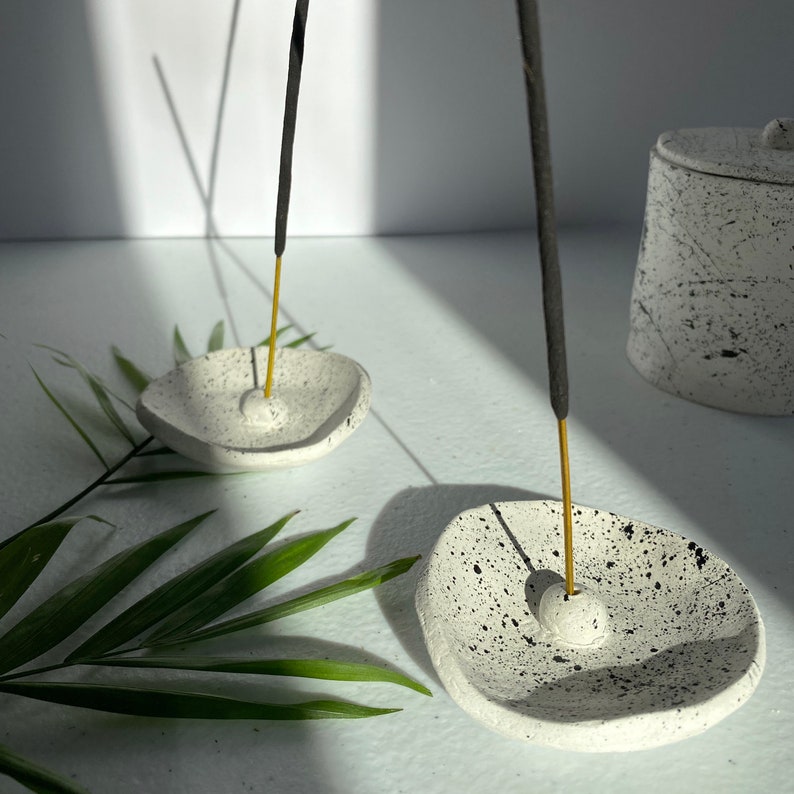 Handmade clay incense holder in speckled natural finish Etsy