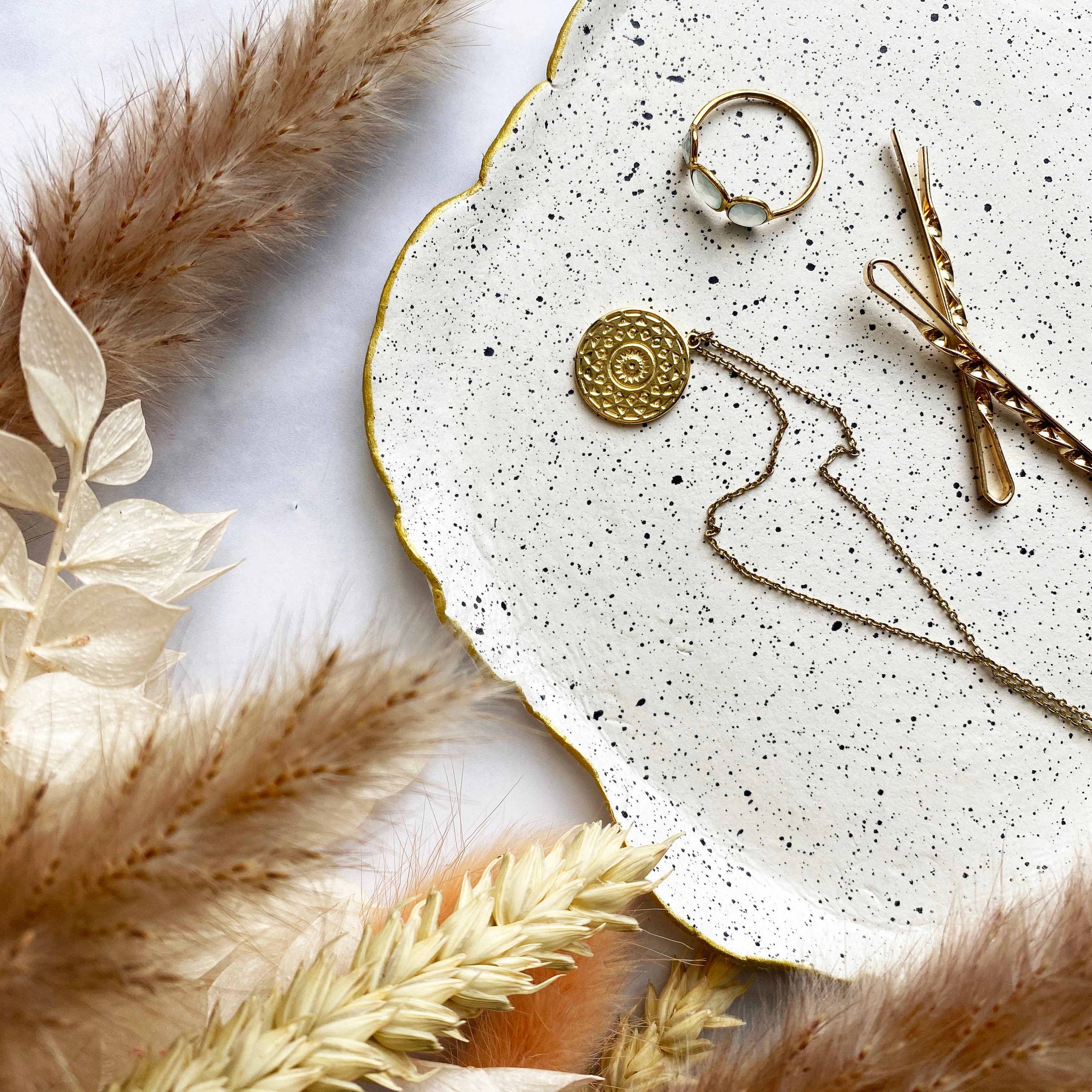 Handmade clay trinket tray trinket dish in speckled natural Etsy