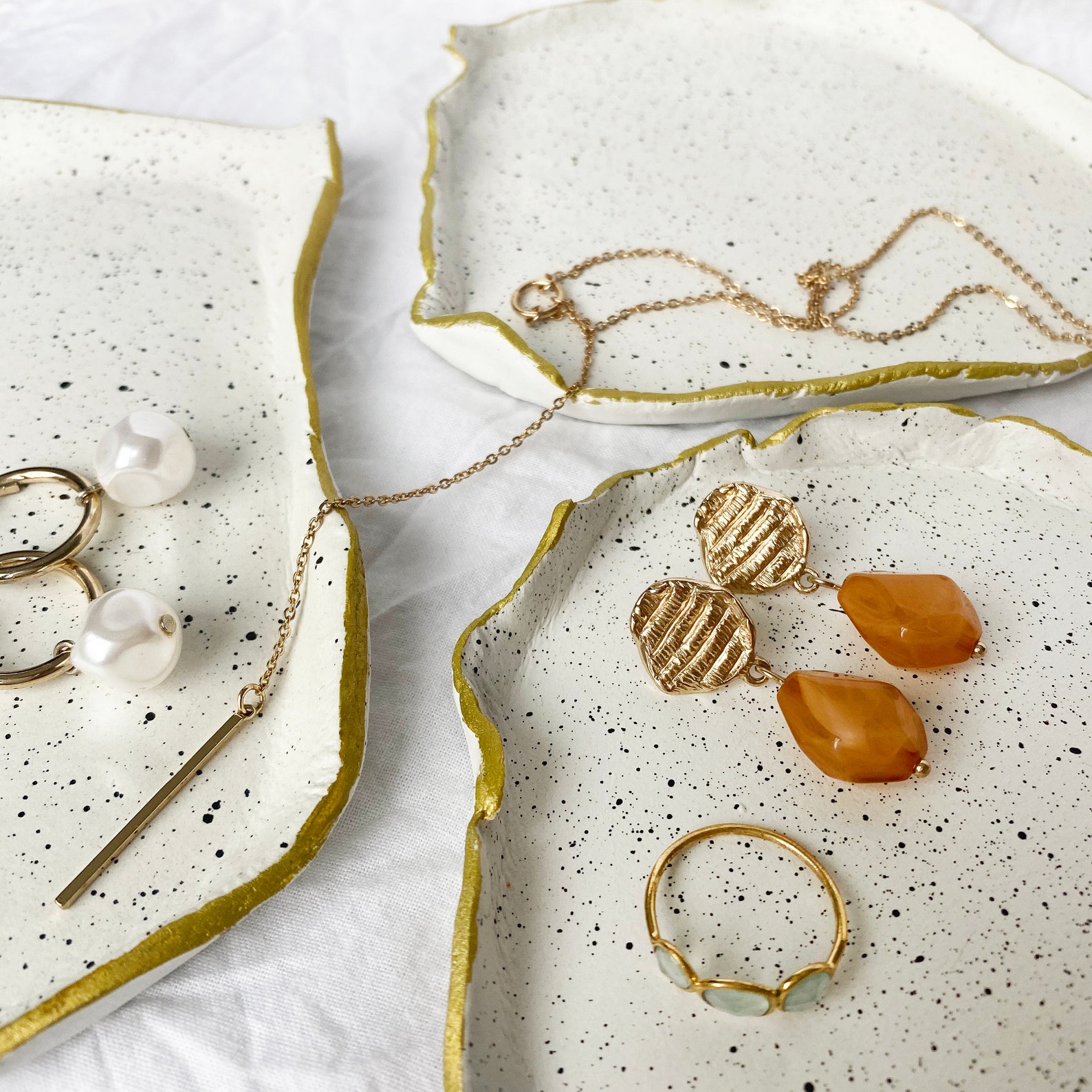 Handmade clay trinket tray trinket dish in speckled natural Etsy