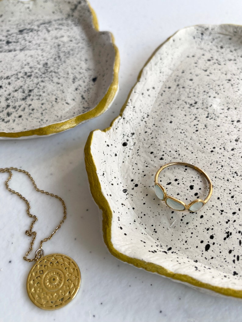 Handmade clay trinket tray trinket dish in speckled natural Etsy