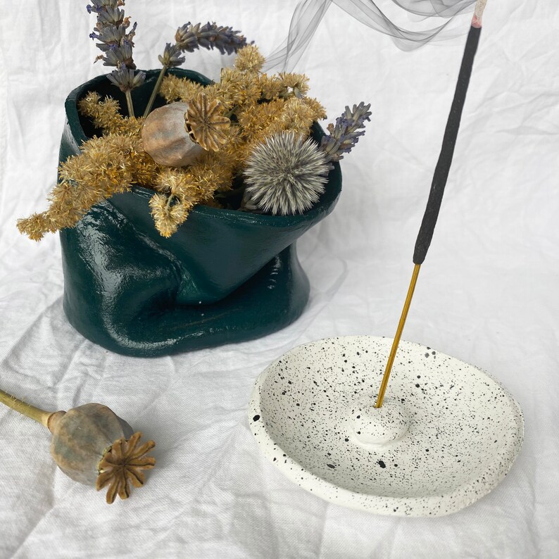 Handmade clay incense holder in speckled natural finish Etsy