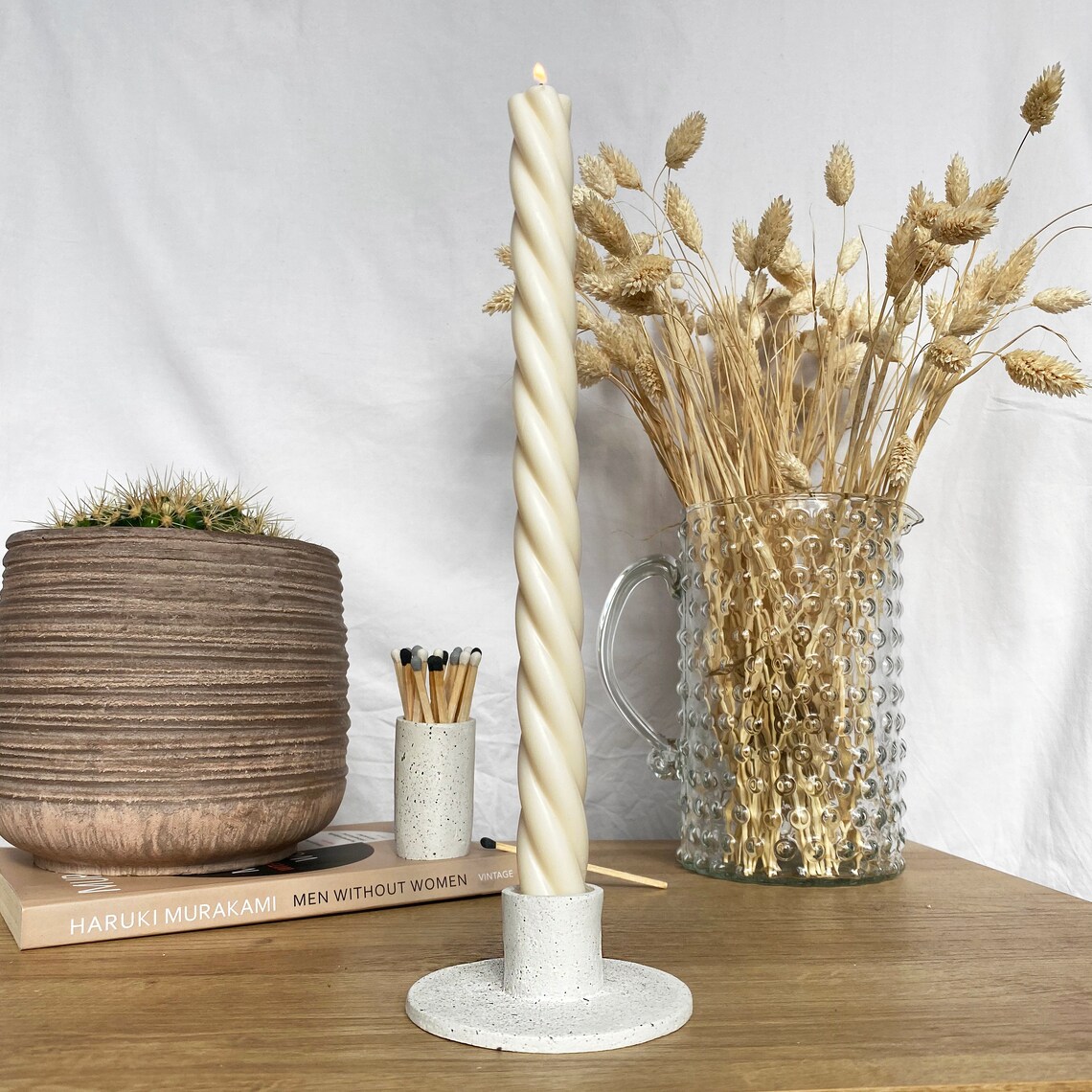 Twisted Twist Candle Tapered Tall Dinner Candle in Nude or Etsy