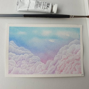 オリジナル - 雲の研究 2 - 水彩画 - ポストカード 6" × 4"