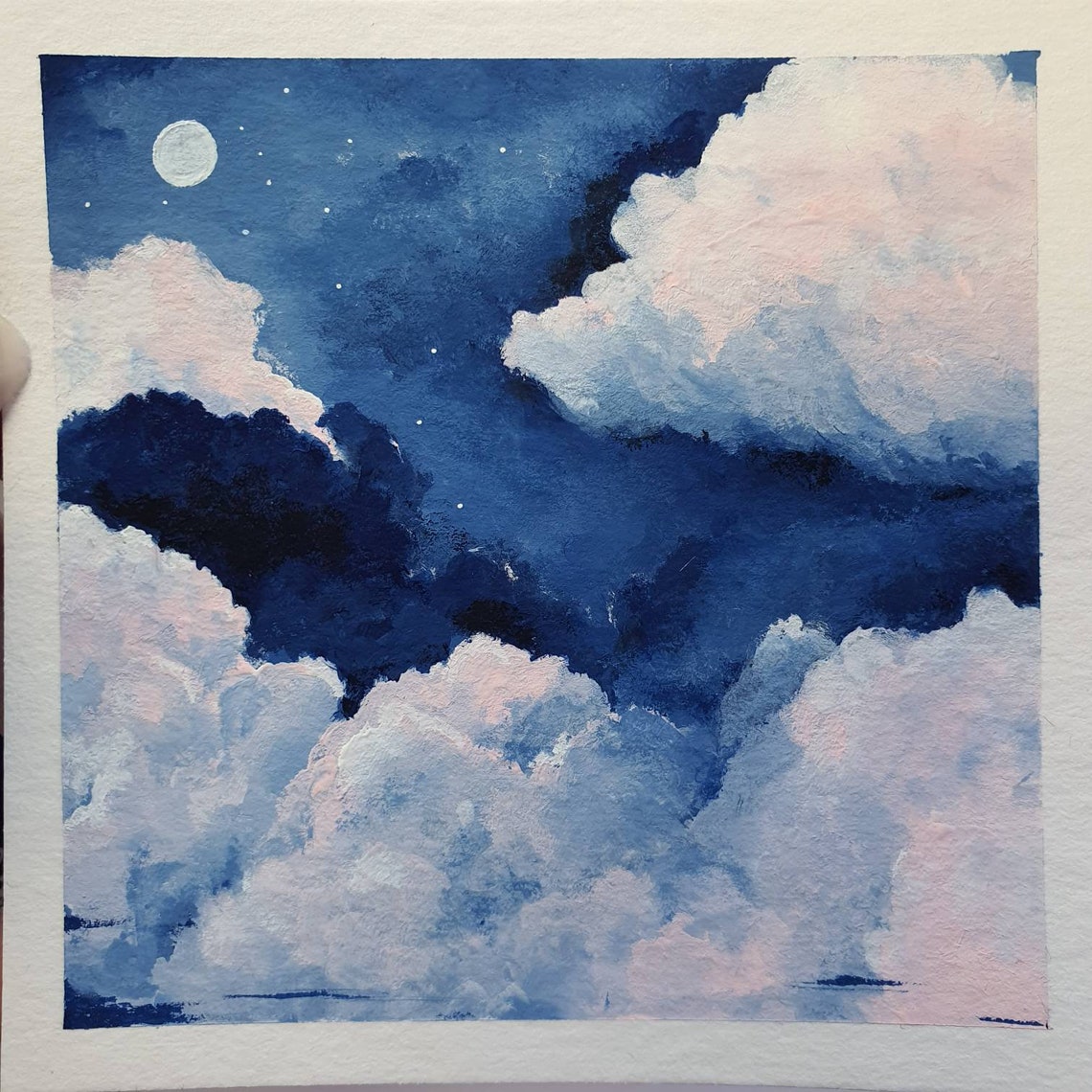 ORIGINAL Dream Sky 2 Gouache Painting Square Etsy