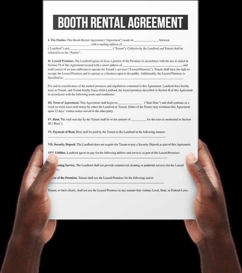 Beauty Salon Booth Rental Agreement Template