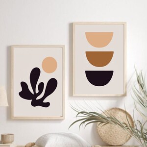 Abstract Boho Poster Set Of 2 / Eclectic Art Print Set of 2 / Scandinavian Living Room Poster / Mid Century Modern Wall Art Set of 2