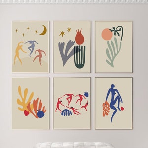 Henri Matisse Print Set of 6 / Exhibition Wall Art / Matisse Cut Out / Boho Living Room Wall Art / French Museum Poster / Matisse Flower Art image 3