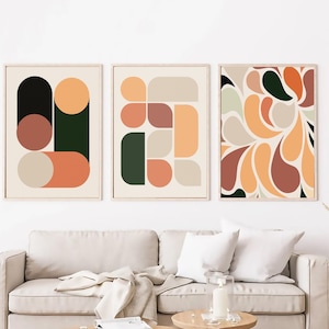Scandinavian Art Print Set Of 3 / Minimalist Wall Art Set / Contemporary Abstract Art Poster / Geometric Shapes Print / Office Wall Art