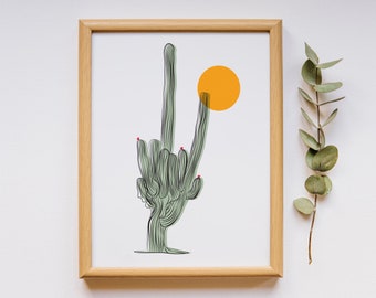 Cactus Print / Cactus Wall Art / Cactus Illustration / Cactus Decor / Desert Print / Nature Art / Minimalist Wall Art / Boho Nature Print