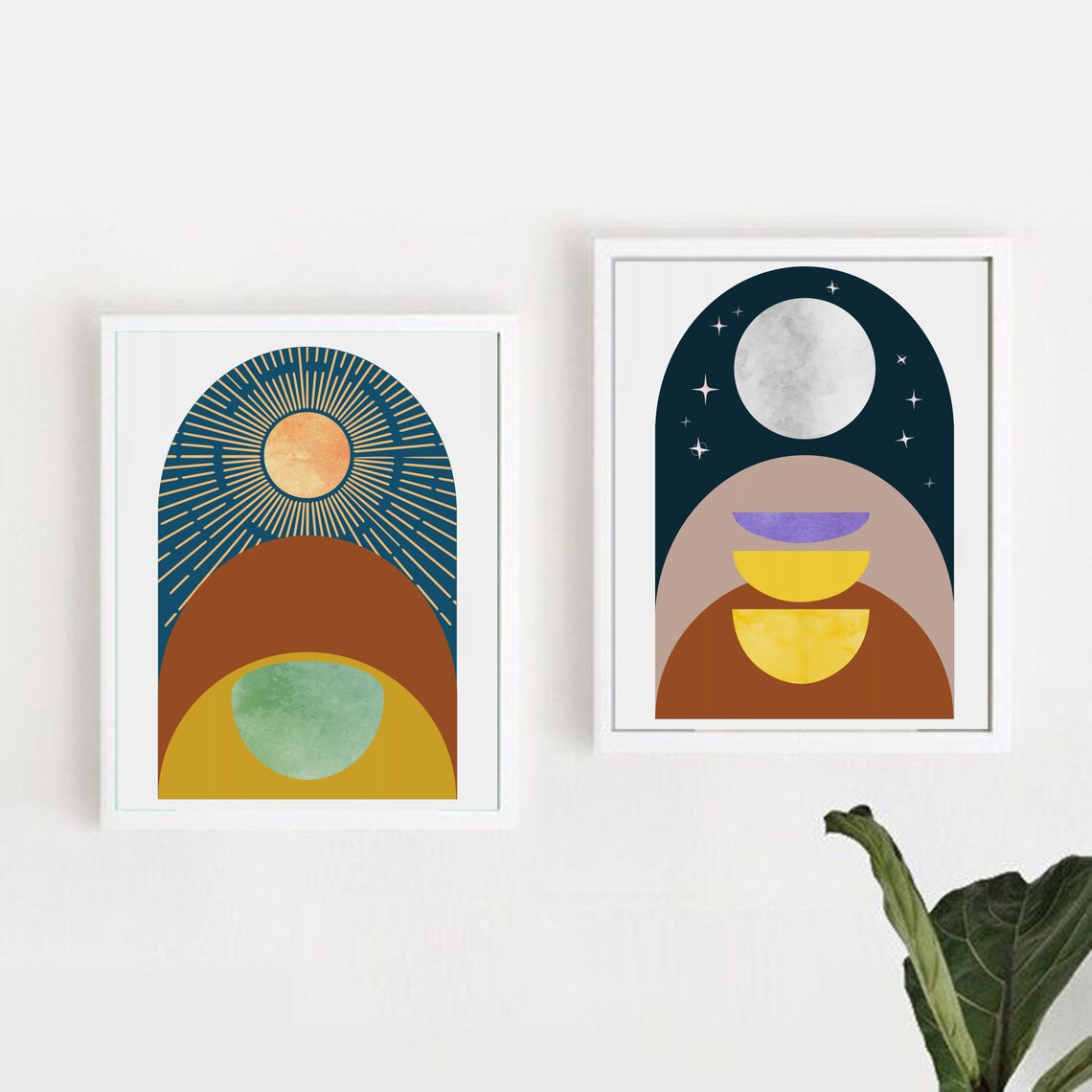 Sun Moon Stars Wall Art Set of 2 / Printable Boho Wall Art / Etsy Singapore