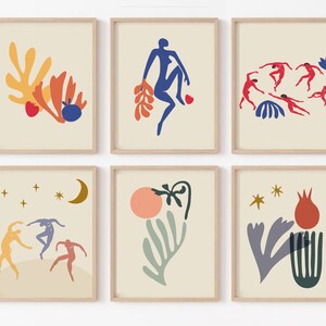 Henri Matisse Print Set of 6 / Exhibition Wall Art / Matisse Cut Out / Boho Living Room Wall Art / French Museum Poster / Matisse Flower Art image 1