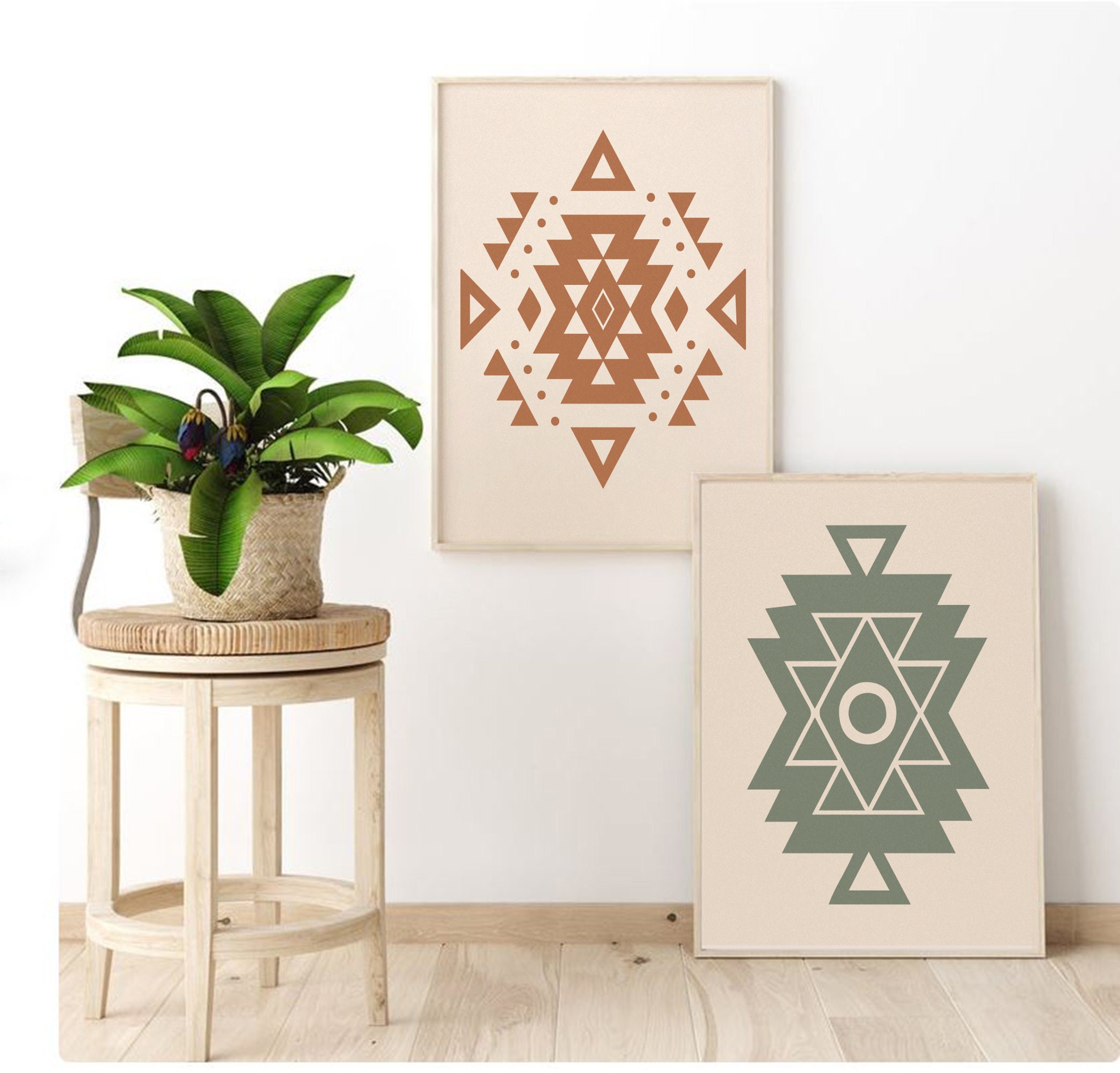 Aztec Wall Art Set of 2 / Boho Aztec Art Print / Geometric Etsy Canada