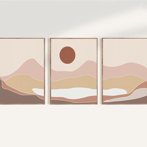 Abstract National Park Poster Set / Grand Canyon Wall Art / Terracotta Mountain Print Set of 3 / Camp Lover Gift  / Boho Landscape Print