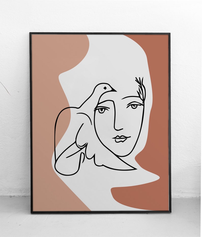Picasso One Line Drawing Picasso Dove Female Line Art Abstract Wall Art