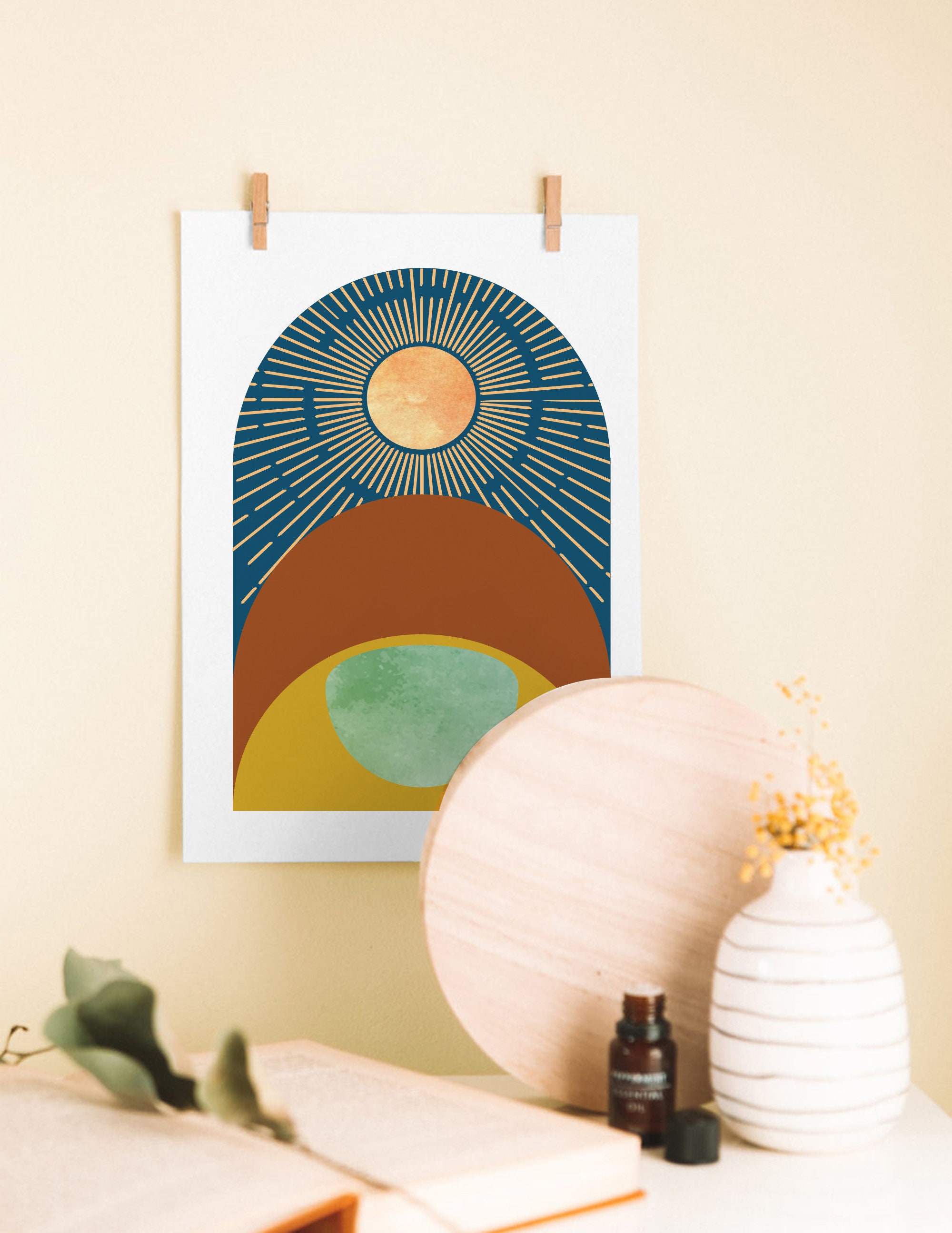 Sun Moon Stars Wall Art Set of 2 / Printable Boho Wall Art / Etsy Singapore