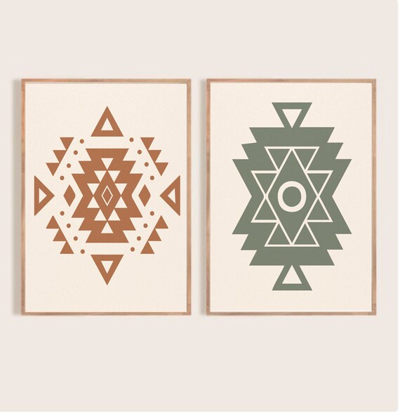 Aztec Wall Art Set of 2 / Boho Aztec Art Print / Geometric Etsy Canada