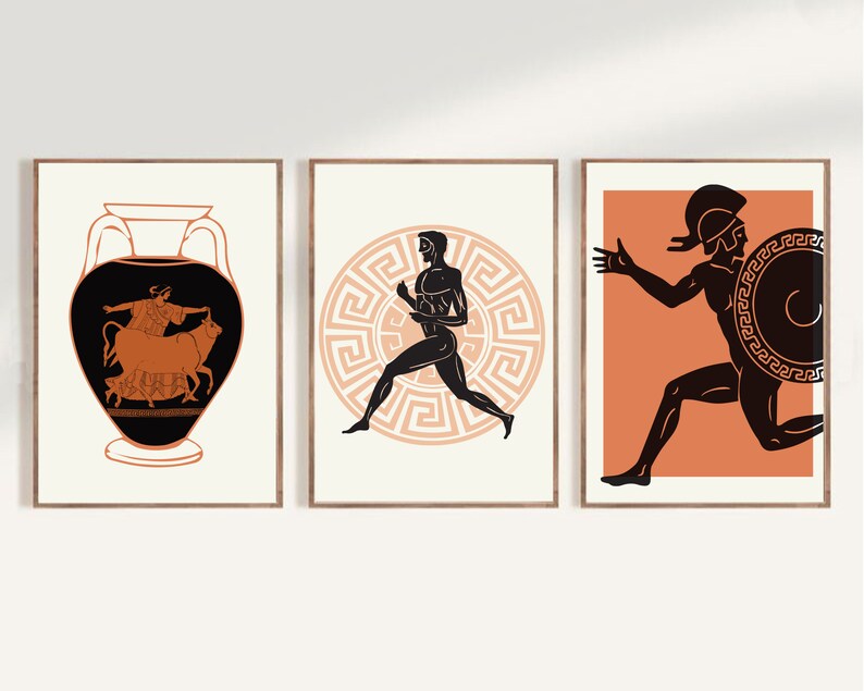 Ancient Greek Mythology Wall Art Set / Hercules Greek Warrior Etsy
