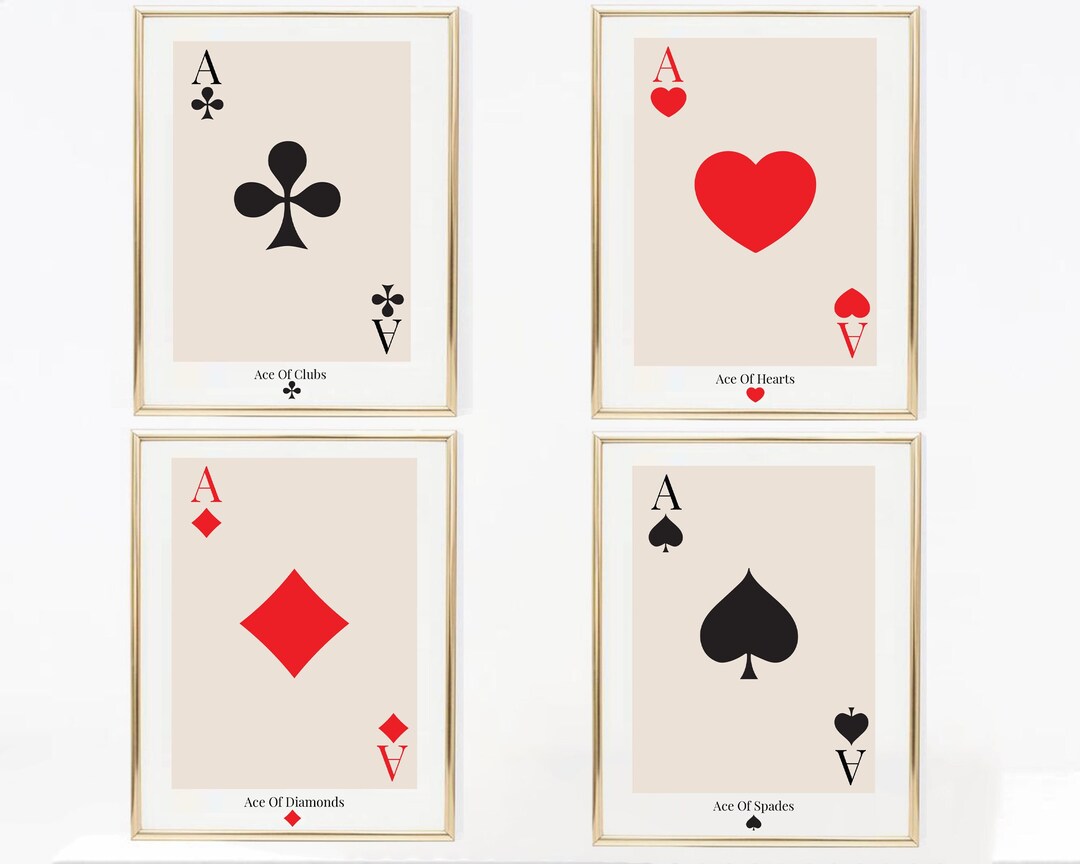 Ace of Spades, Diamond, Heart, Club Playing Card Prints / Poker Wall