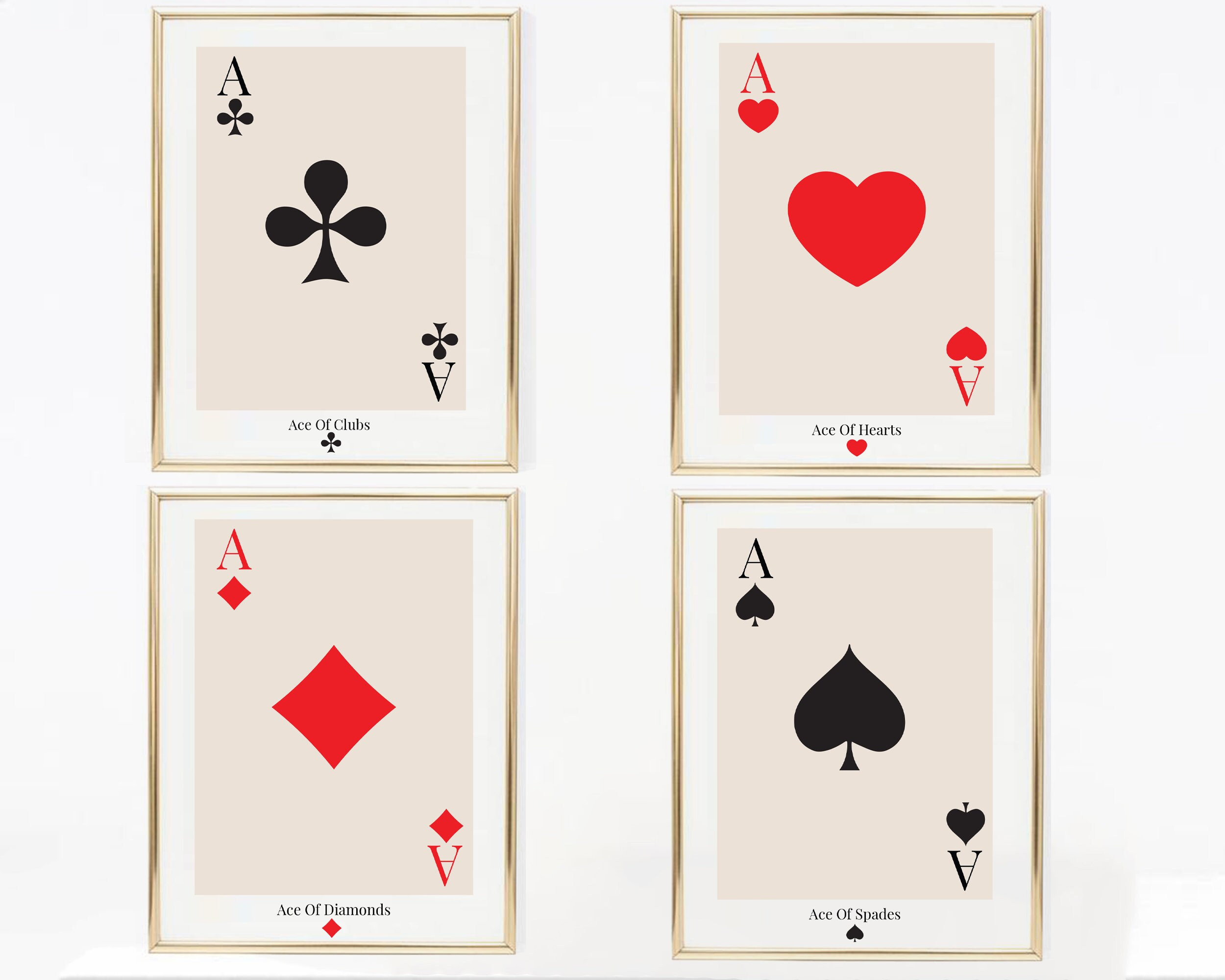 Ace of Spades Diamond Heart Club Playing Card Prints / Etsy Canada