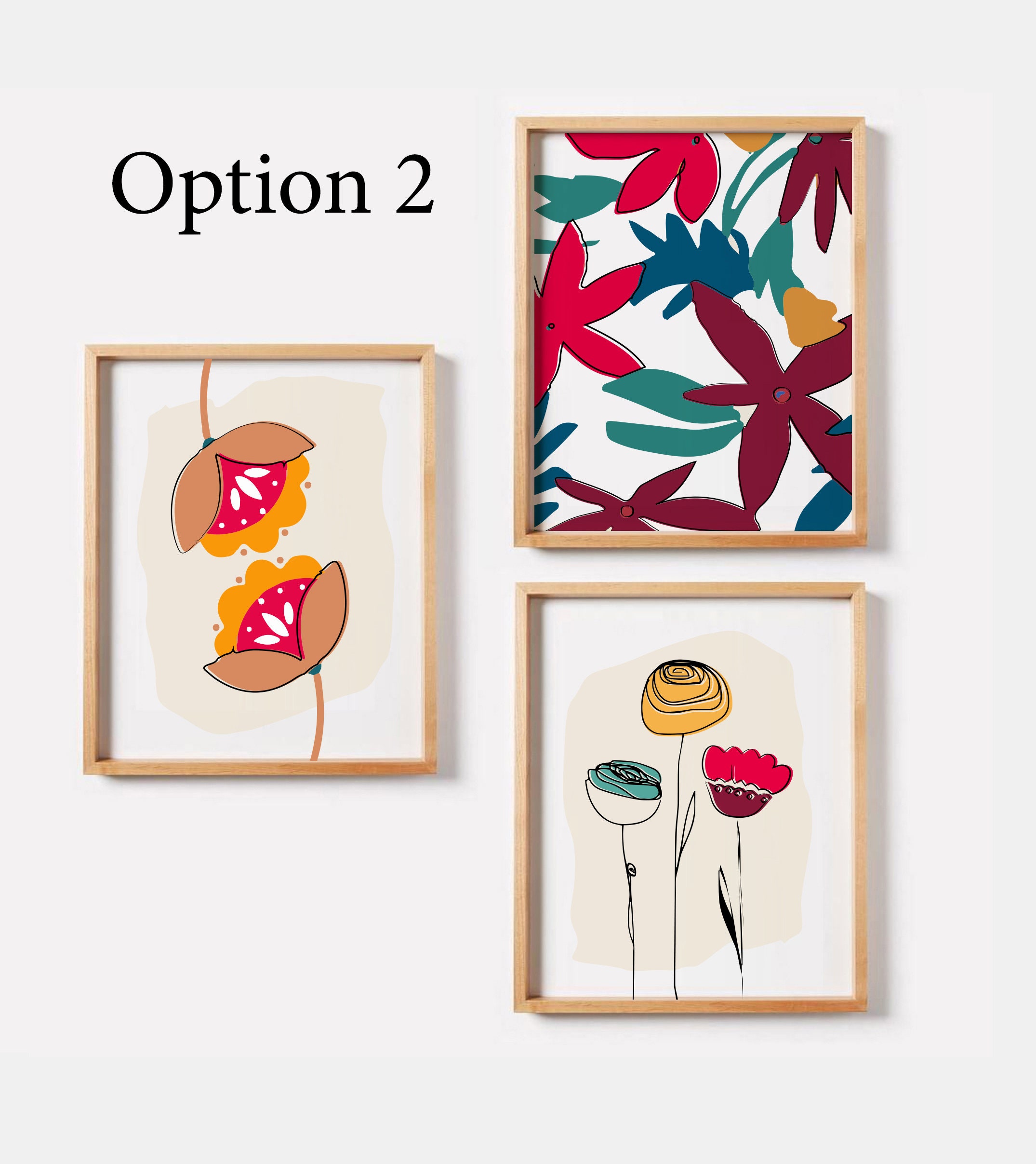 3 Piece Floral Wall Art / Flower Wall Art / Botanical Art / Etsy Canada