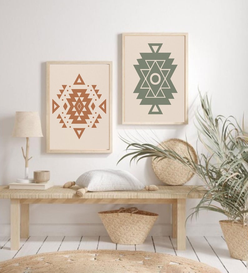 Aztec Wall Art Set of 2 / Boho Aztec Art Print / Geometric Etsy Canada