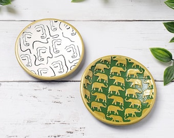 Clay Trinket Dish | Elephant | Abstract Face Art | Ring Dish | Jewellery Trinket Dish | Decorative Tray | Desk Accessory