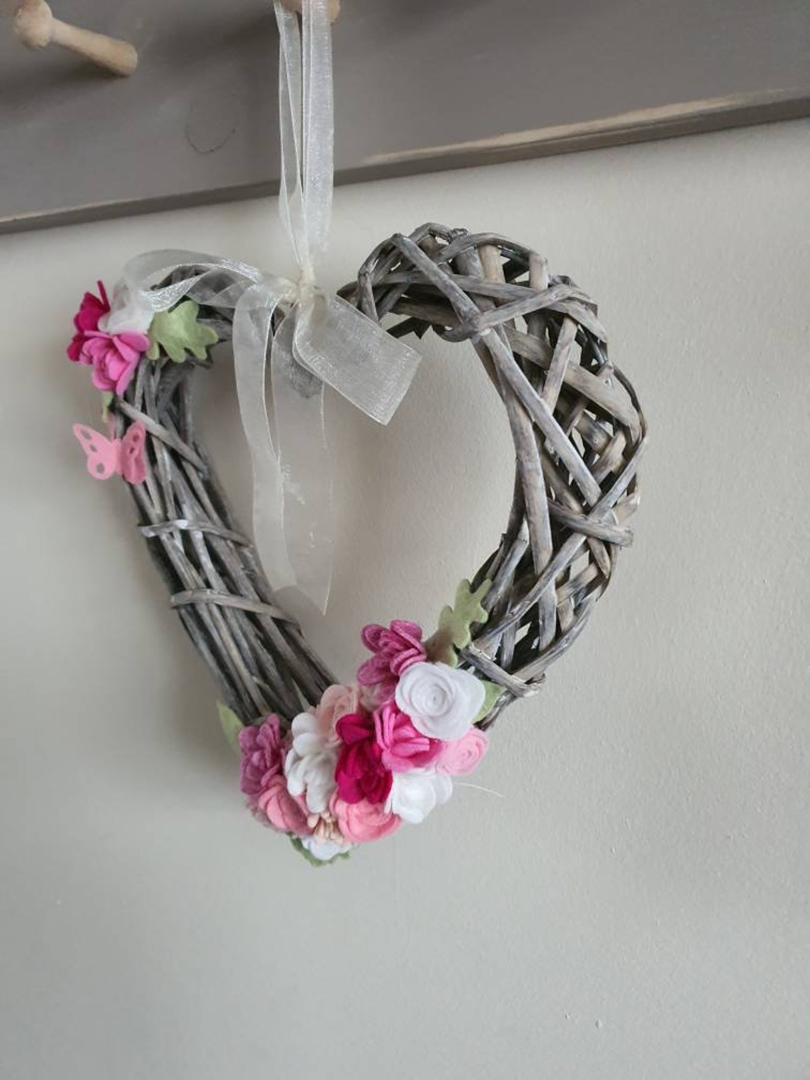 Wicker heart wreath handmade floral wreath Etsy