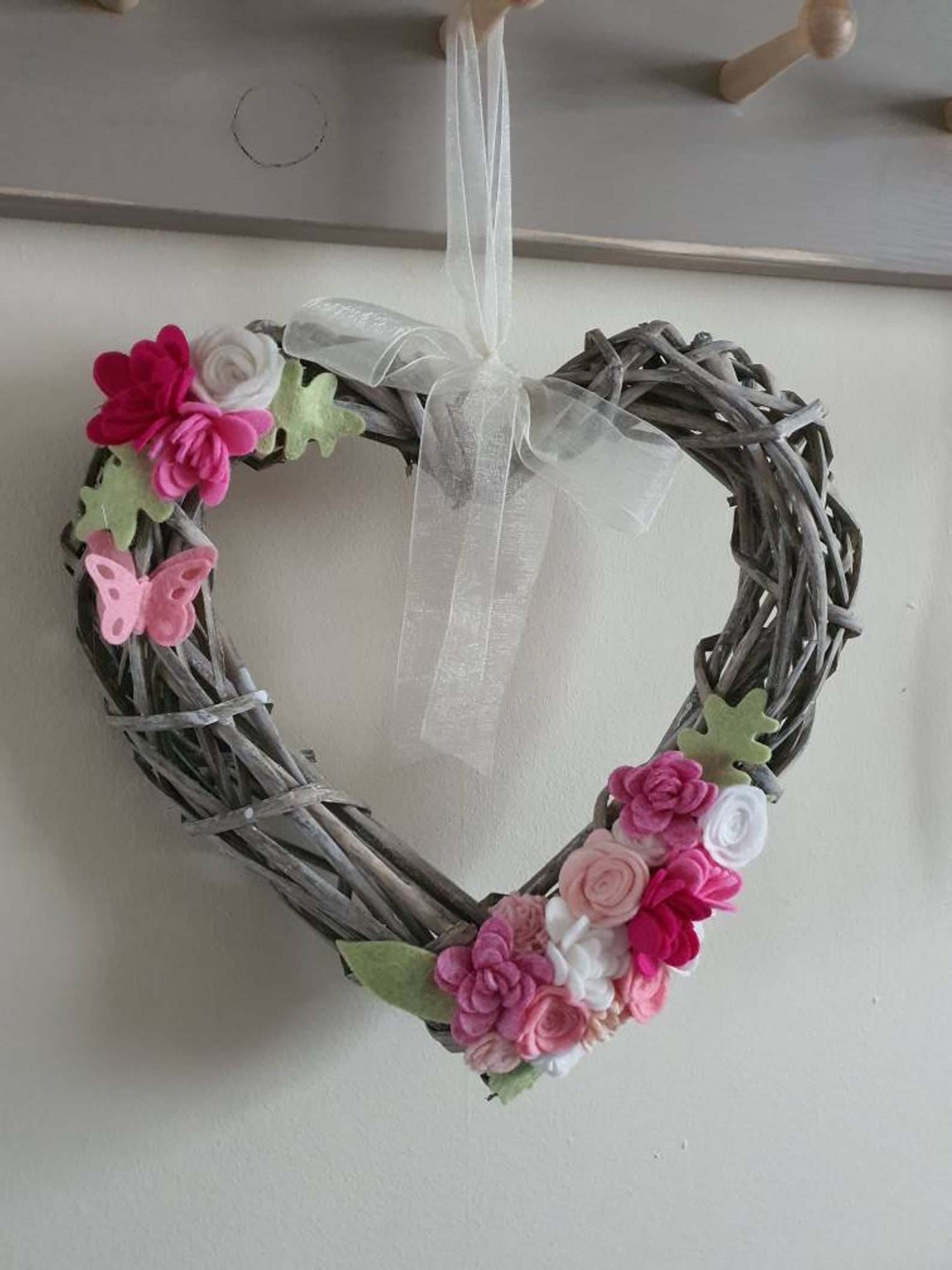 Wicker heart wreath handmade floral wreath Etsy