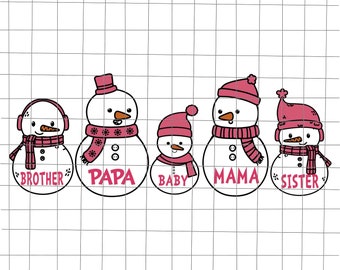 Family Christmas Snowman Svg - Etsy
