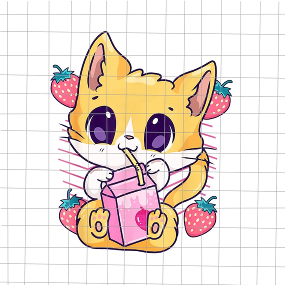 Buy Strawberry Milk Cat Cute Png Kawaii Kitten Anime Png Cat Tea Online in  India  Etsy