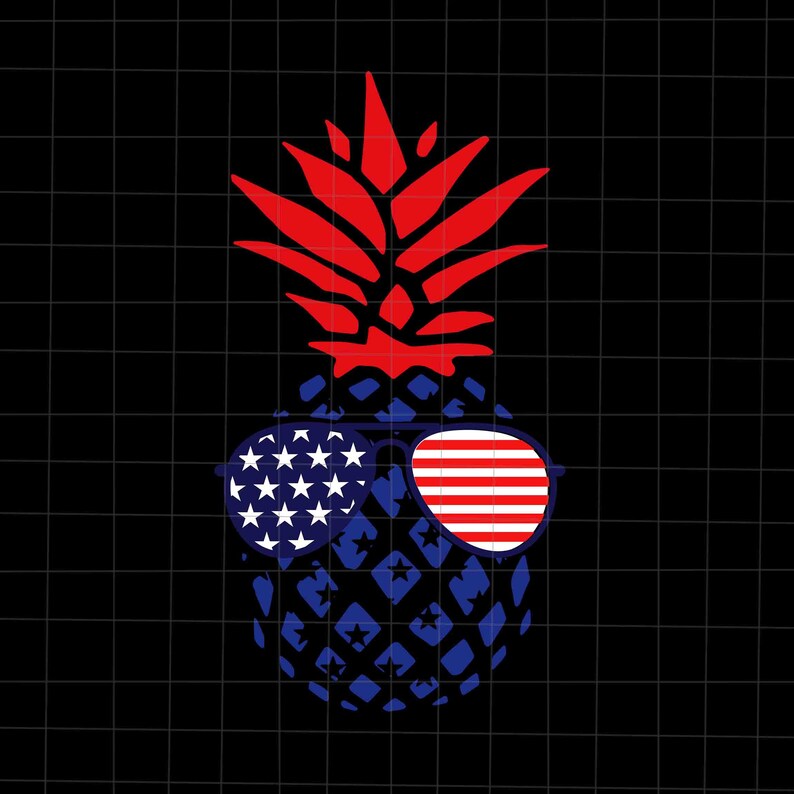 Hawaiian Pineapple American Flag Svg Pineapple 4th of July Etsy