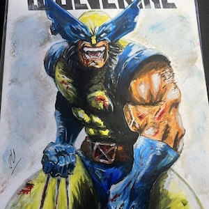 Berserker Wolverine painted in acrylics on blank Wolverine variant comic
