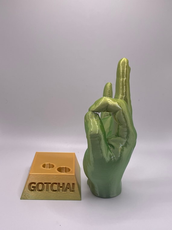 Gotcha Meme Hand With Gotcha Base 3D Printed 