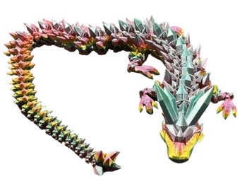 Crystal Dragon 3D Printed, 24” Long Dragon Figurine
