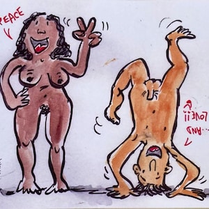 Feier des Friedens und der Liebe Postkarte, Good Vibes Illustration