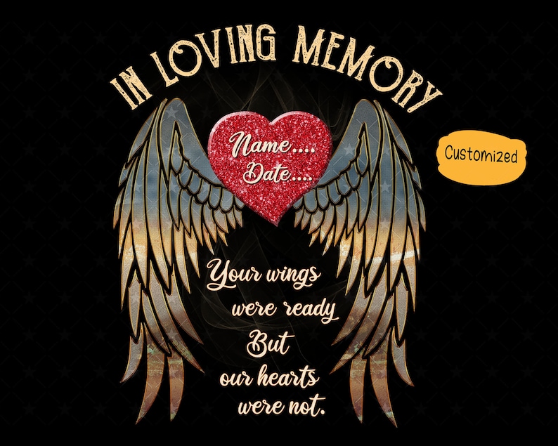 In Loving Memory Angel Wings Insert