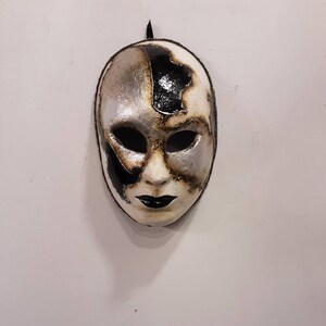 Original Venetian papier-mâché mask Volto colombina, hand made, hand painted, Venetian mask with baroque decorations