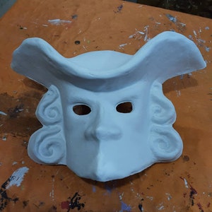 Unisex weiße venezianische Casanova-Maske zum Bemalen aus Pappmaché, handgefertigt, Pappmaché, venezianische Maske, weiße Maske, Karnevalsmaske
