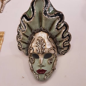 Venetian Goddess face mask in papier-mâché, hand made, paper mache mask, Venetian mask, Halloween