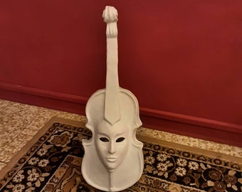 Original Venetian violin mask in handmade papier-mâché, raw base to paint and decorate, venetian mask, hand made, paper mache